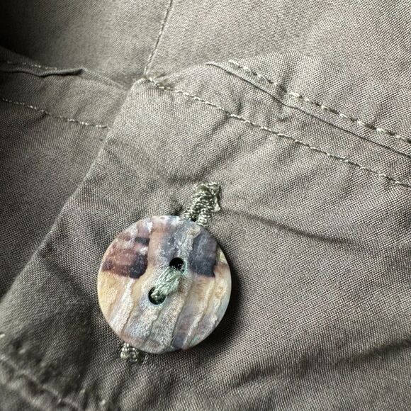 Crea Concept Women Button Front Cropped Pant 44 Olive Green Brown Made in Turkey - Picture 11 of 14